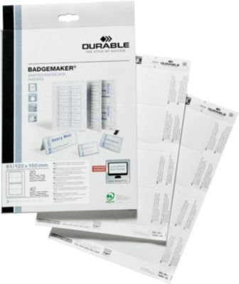 Durable Ersatzschilder für Tischnamensschilder, Weiß, 40 Stück, B/H: 150 x 63 mm - Bild 1