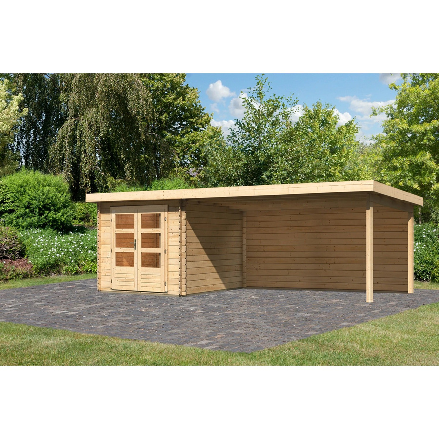Karibu Holz-Gartenhaus Ängelholm mit Pultdach in Natur, Unbehandelt, B: 280 cm, H: 220 cm, T: 222 cm - Bild 2
