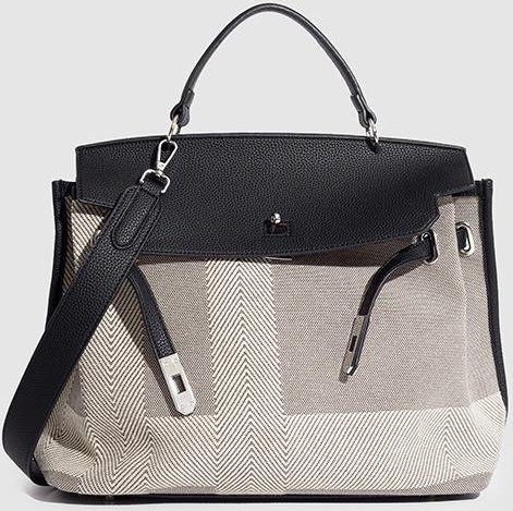 Tasche Damen, kariert, Platin, gray - Bild 1