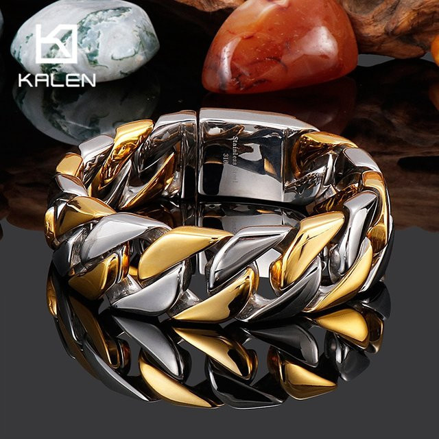 Kalen Armband Edelstahl, Schwarz, Gold Farbe, Herren - Bild 1