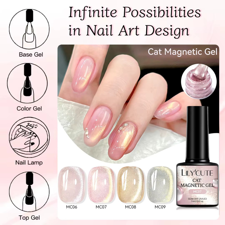 LILYCUTE Jelly Nude Cat Magnetisches Nagel-Gel-Lack-Set, 6-teilig, Nude, Glänzend - Bild 5