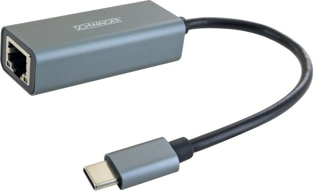 Schwaiger Adapter NWAC0100 USB-C auf RJ45 Ethernet LAN in Grau - Bild 1