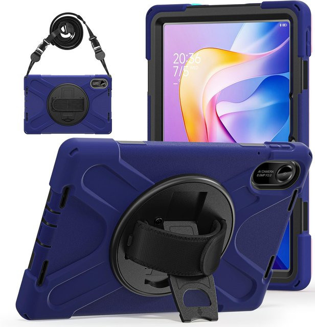 Stoßfeste Kinder Tablet Hülle für Xiaomi Redmi Pad 2 11 Zoll mit Riemen, Ständer und Schutzfolie in Blau - Bild 1