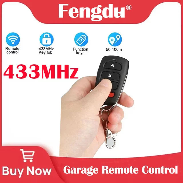 Universal 4 Tasten Garage Türöffner Fernbedienung zum Klonen für Auto und Tor, 433 MHz, Schwarz - Bild 1