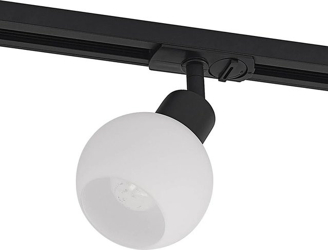 Lindby Stromschienenleuchte Linaro Modern Schwarz aus Glas, 1-flammig, E14, Flurleuchte - Bild 1