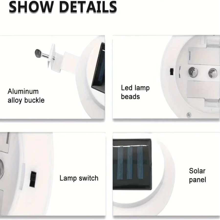 XIWANGFIRE Solar-LED-Wandleuchten in Weiß für Außenbereich, Veranda und Zaun, wasserdicht mit integrierter LED - Bild 2