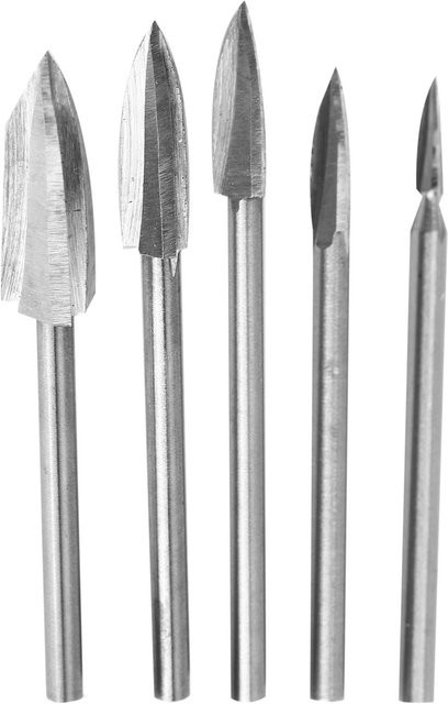 Meterk 5er Set Holzgravurwerkzeug Fräser aus HSS Edelstahl in Silber für DIY Holzarbeiten - Bild 1