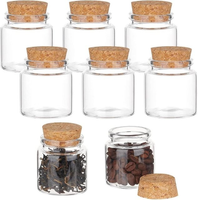 8 Stück Mini-Glasflaschen mit Korkstopfen in Transparent, 50 ml Wunschflaschen für DIY-Projekte und Hochzeitsdeko - Bild 1