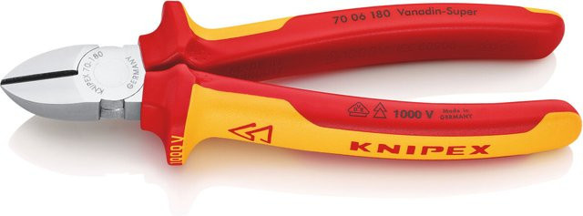 Knipex VDE Seitenschneider mit Facette aus Chrom-Vanadium-Stahl in Rot, Länge: 180 mm - Bild 2