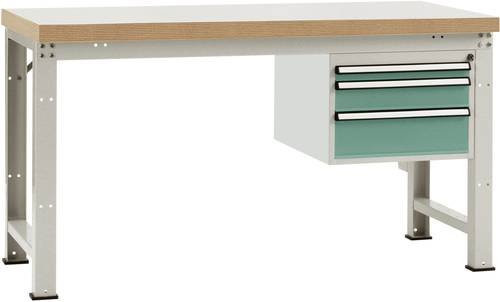 Manuflex Werkbank WP5614.0001 aus Stahl und Holz in Grau und Grün, B/T/H: 200 x 80 x 70 cm - Bild 1