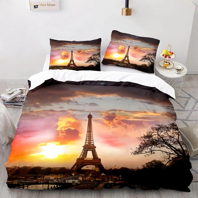 Creative Homewares Bettbezug-Set Eiffelturm Paris Design, 3-teiliges Bettwäsche-Set aus Polyester, B/H: 135 x 200 cm - Bild 1
