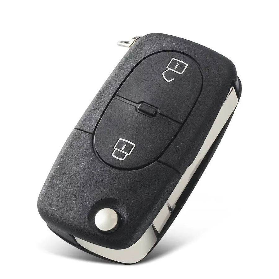 Keyyou Remote Autoschlüssel mit 2 Knöpfen, Switch Blade Faltklinge, 433MHz ID48 Chip für Audi A3 A4 A6 A8 B6, Schwarz - Bild 2