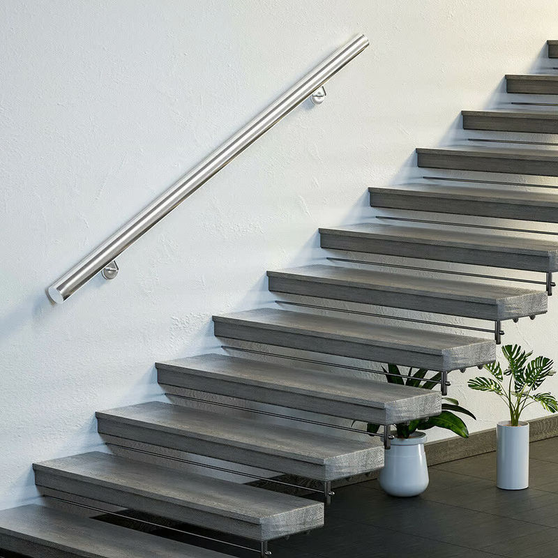 Monzana Handlauf aus Edelstahl in Silber, wandmontiert, rund, Durchmesser: 4,2 cm, Länge: 80 cm - Bild 2