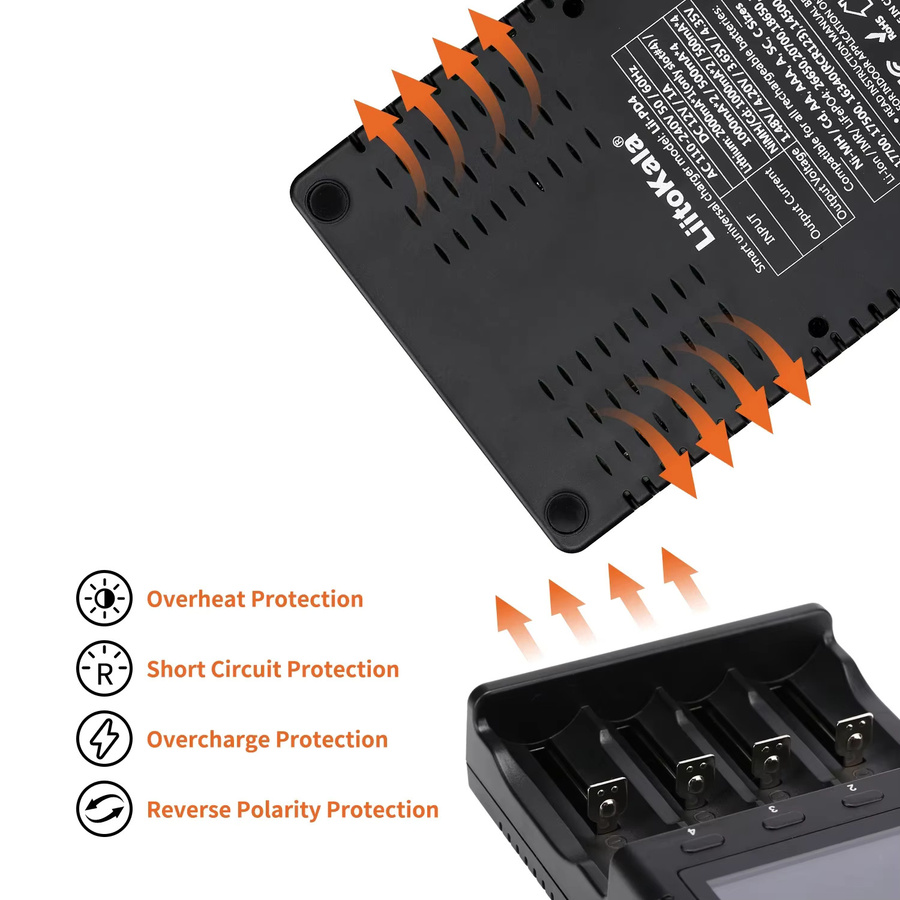 LiitoKala Lii-PD4 Batterieladegerät in Schwarz für 18650 26650 21700 AA AAA Lithium und NiMH Batterien - Bild 5