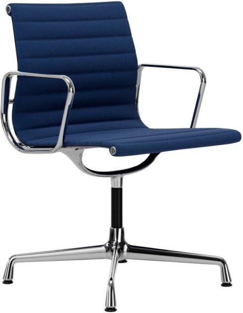 Vitra Aluminium Chair EA 104 mit Armlehnen in Blau und Hopsak Stoff - Bild 1