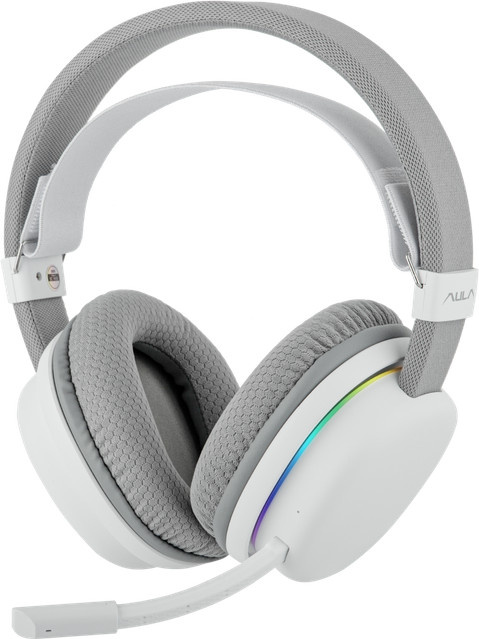 AULA G7 Gaming-Kopfhörer mit Bluetooth, 2,4 GHz und Kabel, abnehmbares Mikrofon mit Geräuschunterdrückung, RGB, 1000 mAh, Pink/Weiß, für PS4/PS5, PC und Nintendo Switch - Bild 1