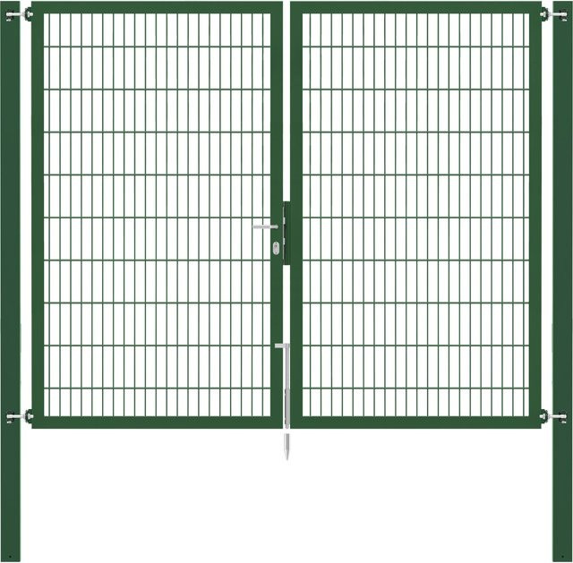 Doppeltor Flexo Plus in Grün aus Stahl mit Pfosten, Breite: 250 cm, Höhe: 200 cm, Pfosten: 80 x 80 cm - Bild 1