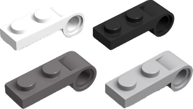 LEGO MOC 3172 1x2 Funktionsplatte mit Loch am Ende, Pfeife, Grau, Kunststoff - Bild 1
