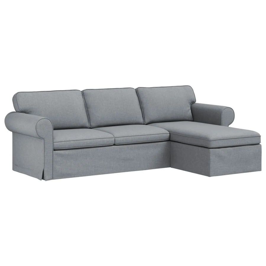 vidaXL Ecksofa in Hellgrau mit Stoffbezug und Metallrahmen, B/T/H: 245 x 138 x 80 cm - Bild 2