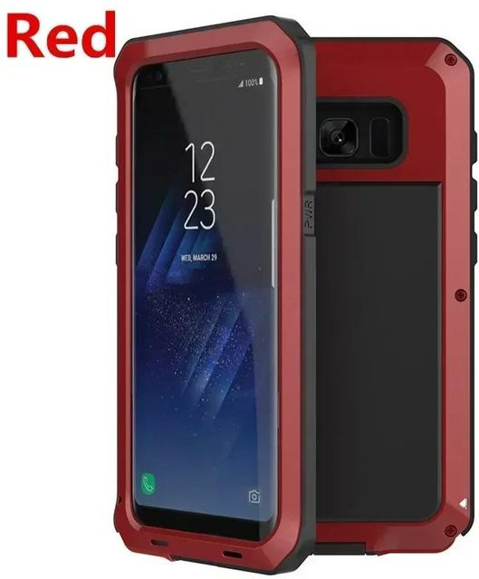 Stoßfeste Luxus-Rüstungsschutzhülle aus Metall für Samsung Galaxy S24 S23 S22 S21 S20 S10 Ultra Plus Note 20 in Rot - Bild 1