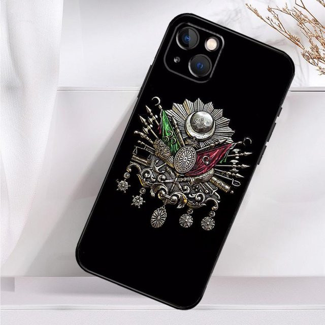 Stoßfeste iPhone Schutzhülle mit Osmanisches Reich Wappen in Schwarz für verschiedene iPhone Modelle - Bild 1