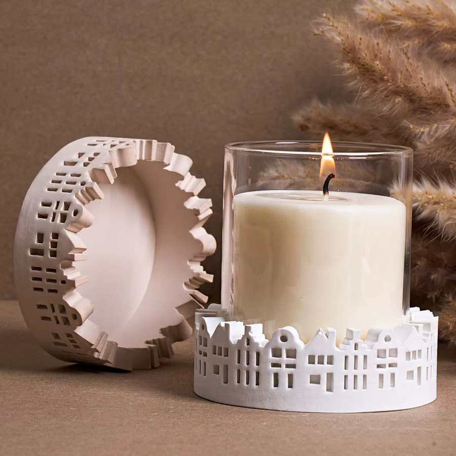 UDOCOOL Silikonform für DIY Beton Kerzenhalter und Zement Ornamente in Weiß - Bild 1