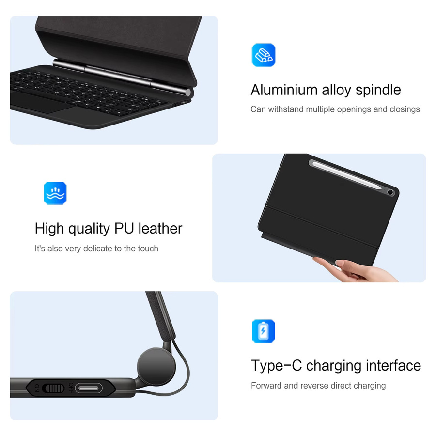 Samsung Smart Cover Folio Tastatur Hülle für Galaxy Tab S10 FE 10,9 Zoll, Tab S7 S8 S9 FE 11 Zoll und S10 Lite in Schwarz oder Weiß - Bild 6