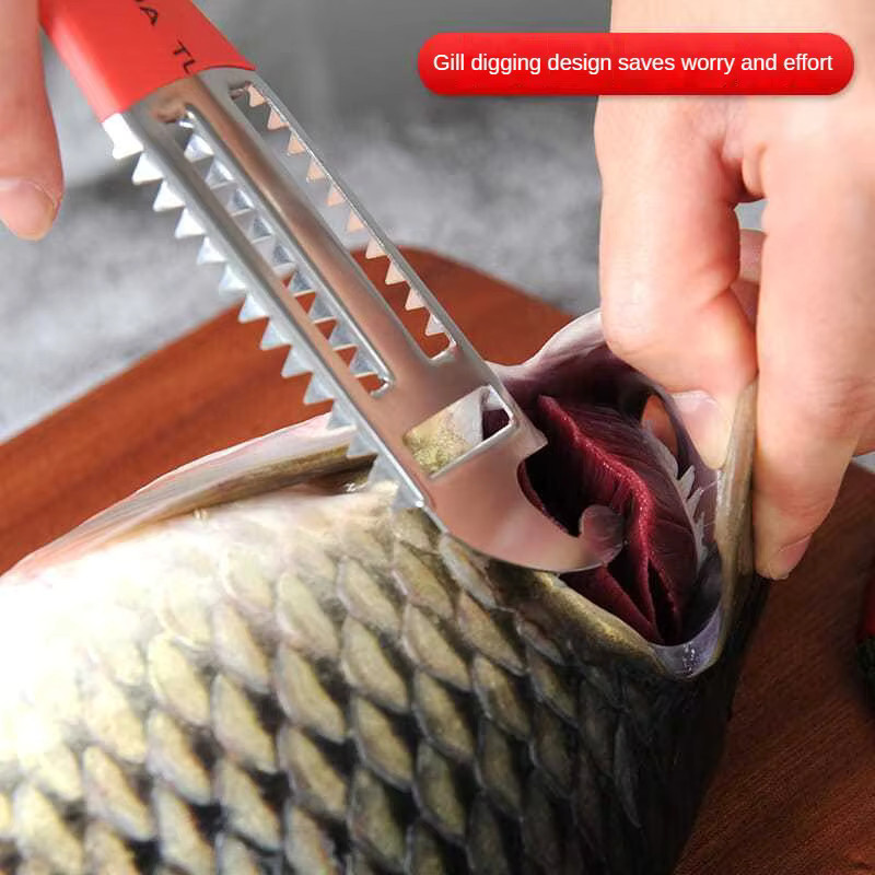 MXBAOHENG Fischschuppenentferner aus Edelstahl in Rot als Küchenschäler und Schaber - Bild 2