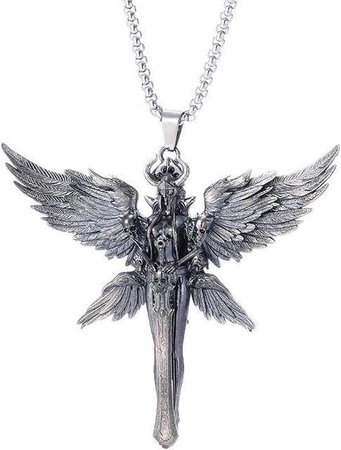Flügel Engel Anhänger Halskette, Messing, Schwarz, Unisex - Bild 1