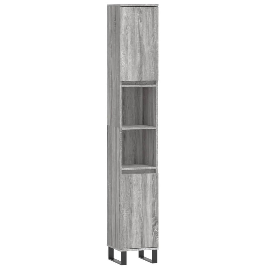 vidaXL Badschrank Grau Sonoma im industriellen Stil, B/T/H: 30 x 30 x 190 cm - Bild 2
