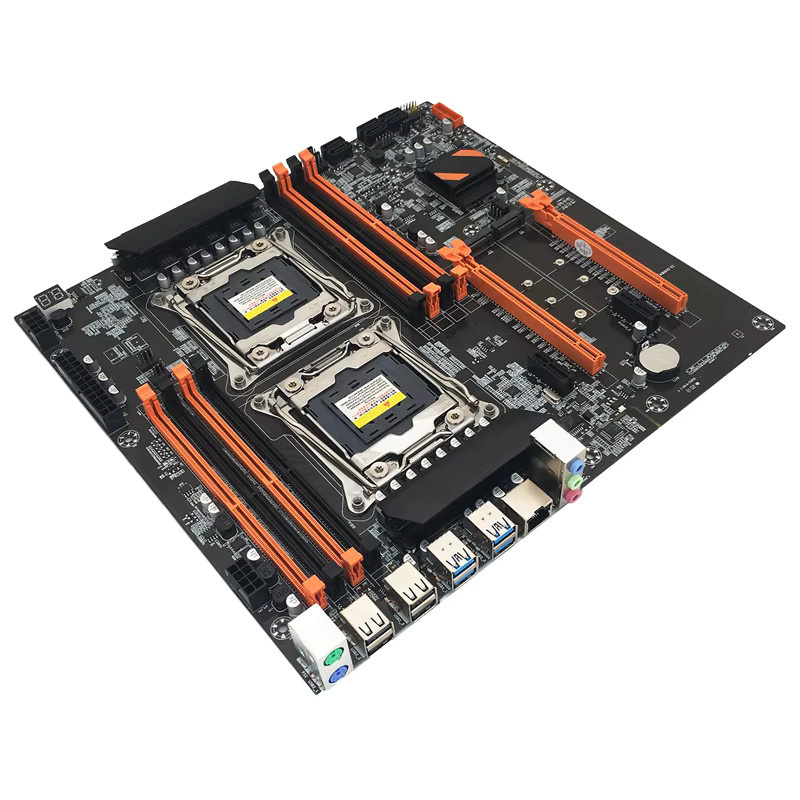 YiHESZ X99 Dual-CPU-Mainboard E-ATX mit Dual Xeon E5 2686V4 Support, LGA 2011 V3, 8 DIMM DDR4 Slots, Dual M.2 NVMe Slots und USB 3.0, Schwarz - Bild 3