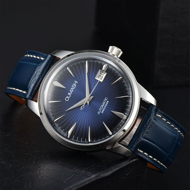 OUMASHI Armbanduhr Automatik, Edelstahlgehäuse, 40 mm, Lederarmband, Herren - Bild 1