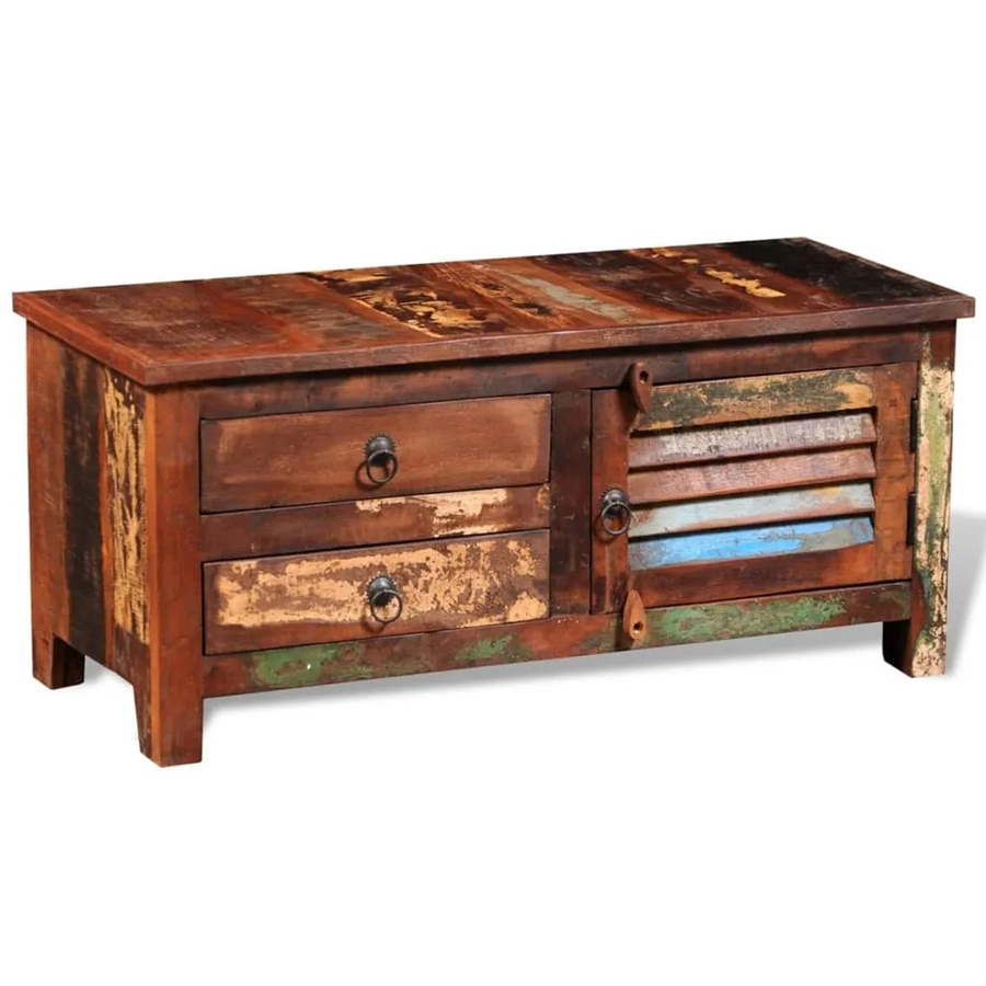 vidaXL TV-Schrank aus Altholz Massiv in Braun im Vintage-Stil - Bild 2