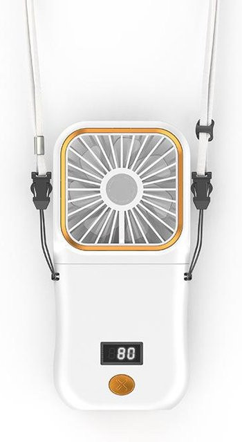 Happypilot Multifunktionsventilator in Weiß: Tragbarer Mini-Klappventilator als Nackenventilator und Handventilator mit USB-Ladefunktion und Powerbank-Funktion - Bild 1