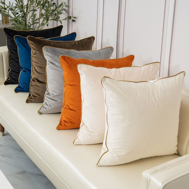 Dekorative Samt-Kissenbezüge in quadratischer Form für Sofa und Schlafzimmer, Farben: Weiß, Grau, Schwarz, Blau, Breite: 30 cm x Tiefe: 30 cm x Höhe: 30 cm - Bild 1