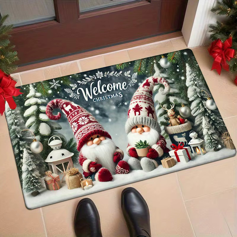 VIKAMA Weihnachtliche Fußmatte mit Cartoon Elf Motiv, rutschfeste und wasserabsorbierende Bodenmatte für den Eingangsbereich - Bild 3