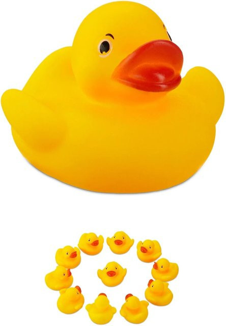 Relaxdays Badeente 12-teiliges Set Gelb Schwimmend PVC - Bild 1