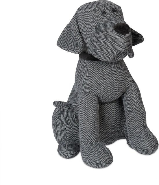 Relaxdays Türstopper Hund aus Polyester in Grau und Schwarz, B/T/H: 28 x 17 x 19 cm - Bild 1