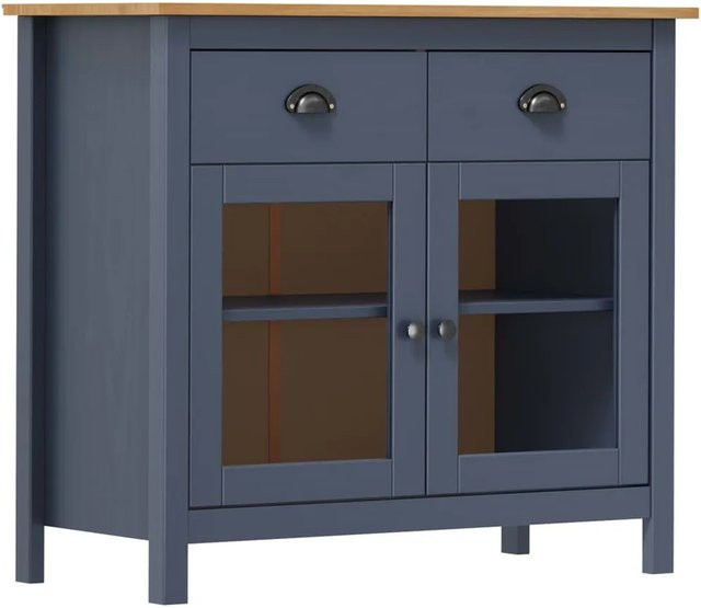 vidaXL Sideboard Hill aus massivem Kiefernholz in Grau, B/T/H: 90 x 40 x 80 cm - Bild 1