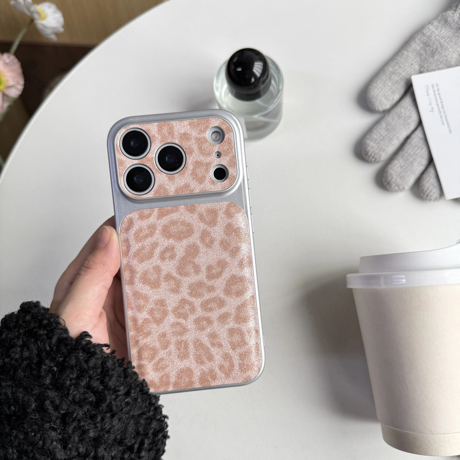 Handyhülle mit Leopardenmuster und Glitzer in Rosa und Braun für iPhone 17 16 15 14 Pro Max - Bild 2