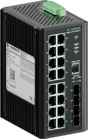 Wieland Electric 83.040.1223.0 WIENET UMS 20-16G-4SFP-W Netzwerk Switch, Schwarz, 1 Gbit/s Ethernet/LAN - Bild 1