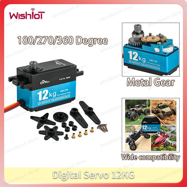 wishiot Digitales Servo, Metallgetriebe, 12 kg, hohes Drehmoment - Bild 1