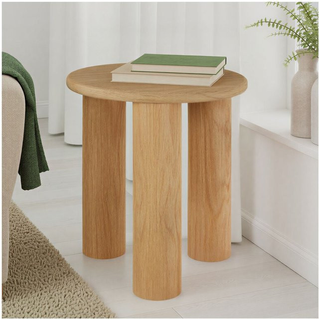 tectake Beistelltisch Sisi rund, Eiche Hell, furnierte MDF-Platte, B/T/H: 40 x 40 x 45,5 cm - Bild 1