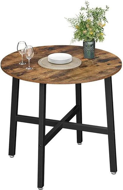Songmics Esstisch Delon Rund im Industrie-Flair, Farbe Braun-Schwarz, Durchmesser: 80 cm - Bild 1