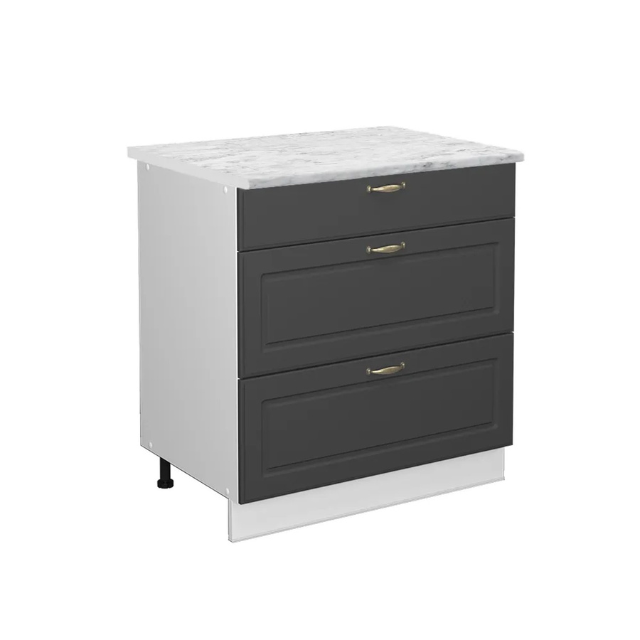 Vicco Küchenunterschrank Fame-Line in Anthrazit-Gold/Weiß mit 3 Schubladen und Soft-Close-Funktion, B/T/H: 80 x 60 x 82 cm - Bild 2