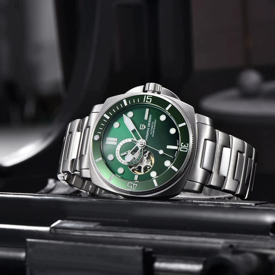 Pagani Design Taucheruhr, Automatik, Edelstahl, Grün, Herren - Bild 5