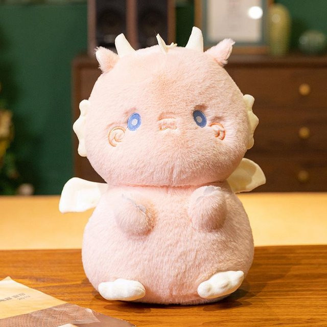Cartoon Loong Plüschpuppe, Stofftier, 35cm, Rosa / Pink - Bild 1