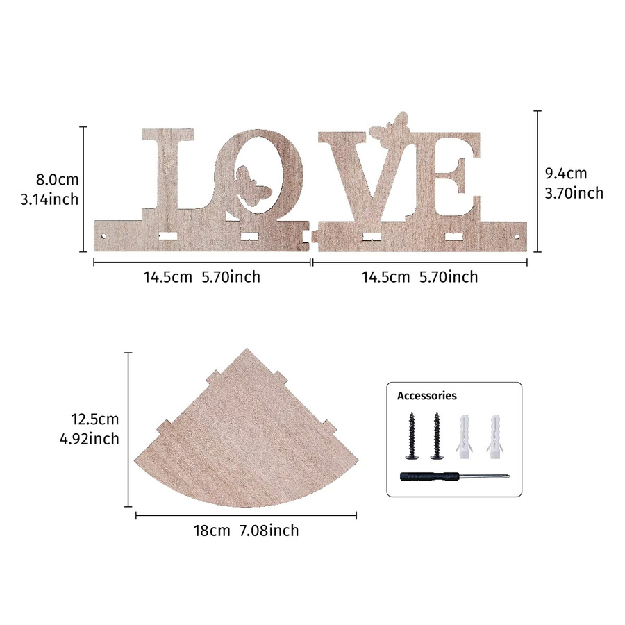 Holz Wandständer in Schmetterlingsform für Valentinstag, Braun, DIY Montage - Bild 2