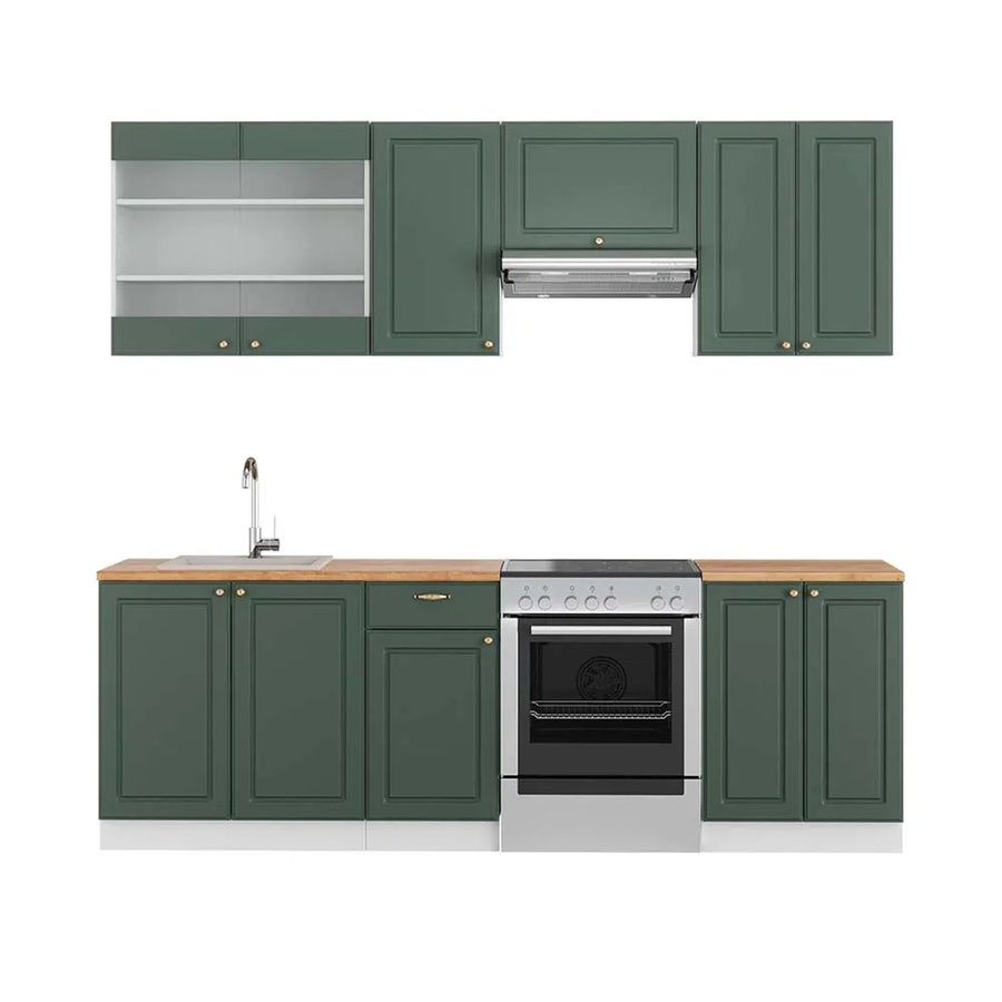 Vicco Fame-Line Küchenschränke Landhausstil in Grün, Gold und Weiß mit Eiche-Optik, Breite: 240 cm - Bild 2