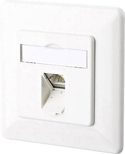 Metz Connect Netzwerkdose CAT 6a Unterputz Einsatz mit Zentralplatte und Rahmen, 1 Port RJ45, Reinweiß - Bild 1